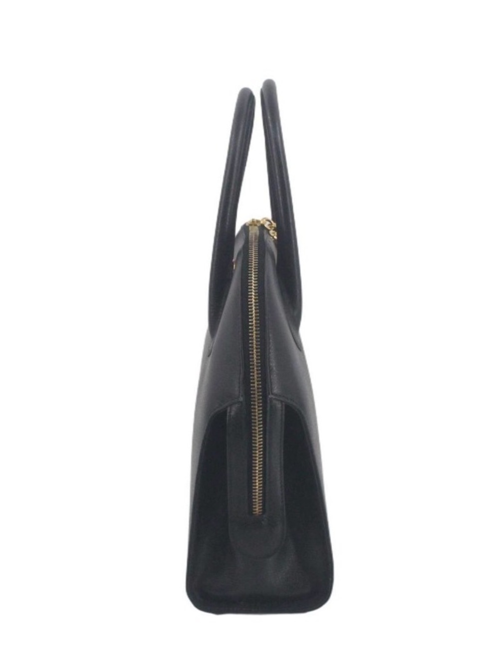 Salvatore Ferragamo Black Leather Top-Handle Satchel with Gold Hardware - Picture 5 of 7